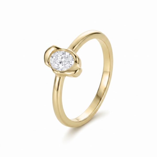 0.40ct Oval Diamond Abstract Bezel Ring