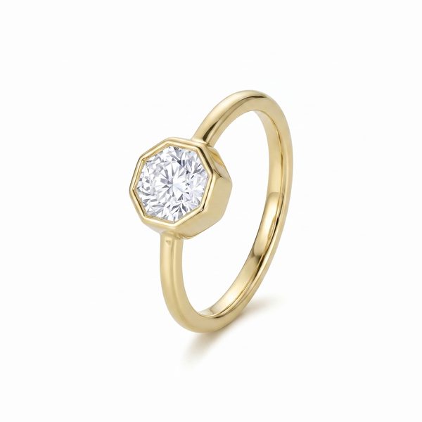 1.15ct White Diamond Octagon Bezel Ring