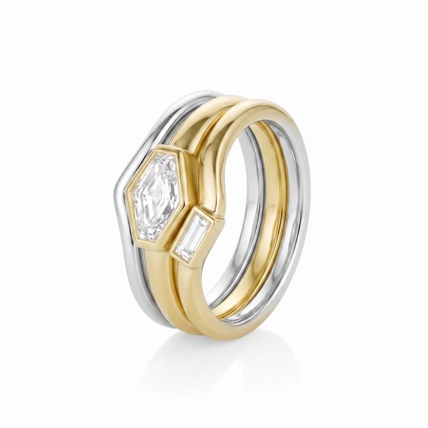 1.50ct Diamond Lozenge Diamond with Baguette Tracer Band and Plain Tracer Band