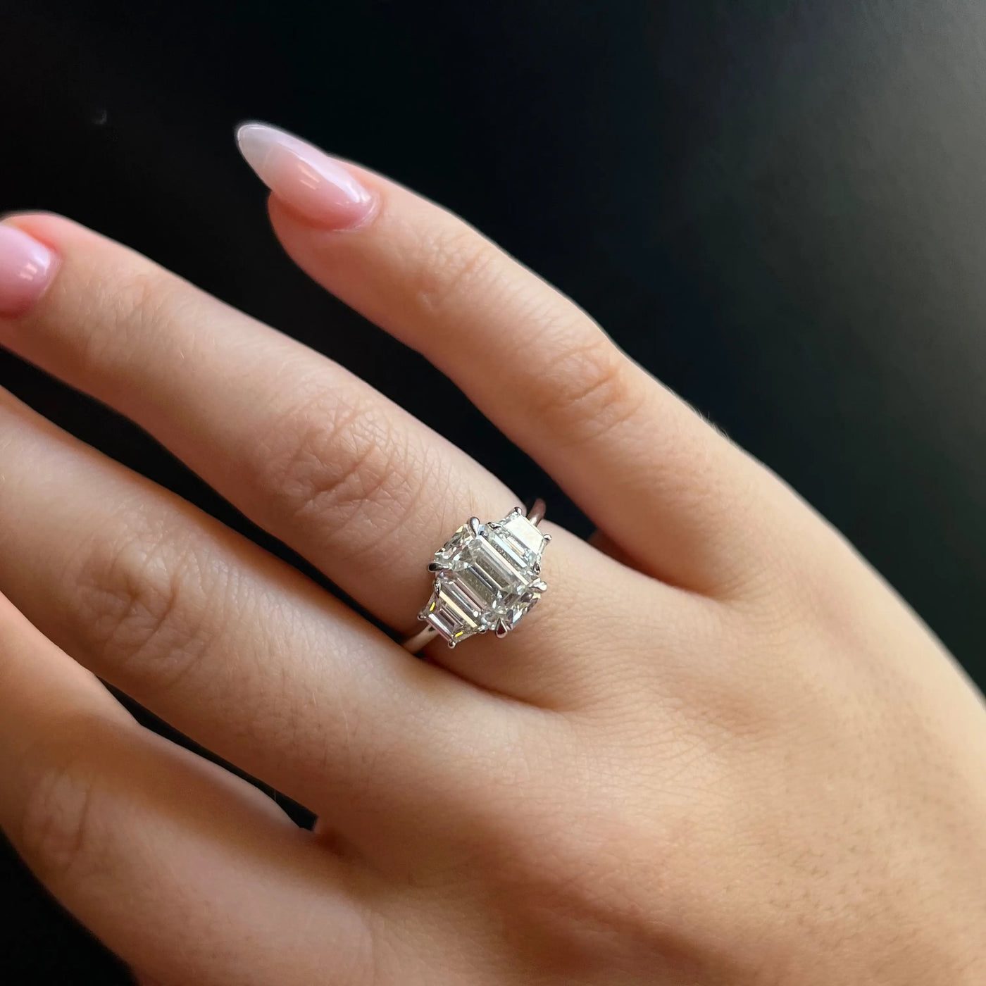 2.18ct Diamond and 0.62tcw Diamond Three Stone Ring