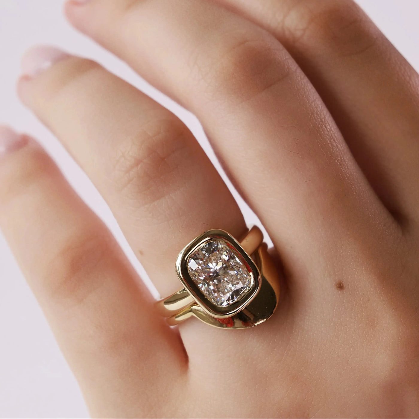 2.55ct Lab-Created Cushion Diamond Stevie Bezel Ring