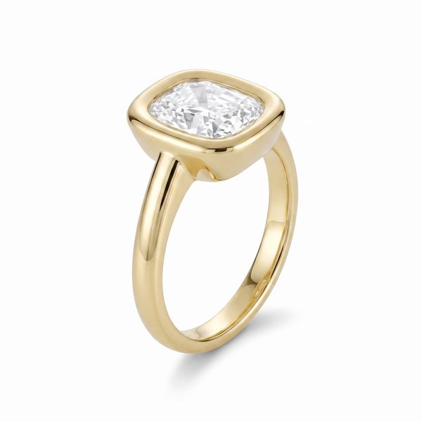 2.55ct Lab-Created Cushion Diamond Stevie Bezel Ring