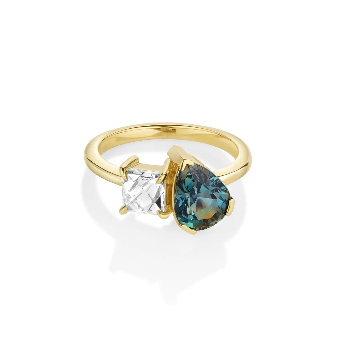 2.56ct Sapphire and Antique Diamond Toi et Moi Ring