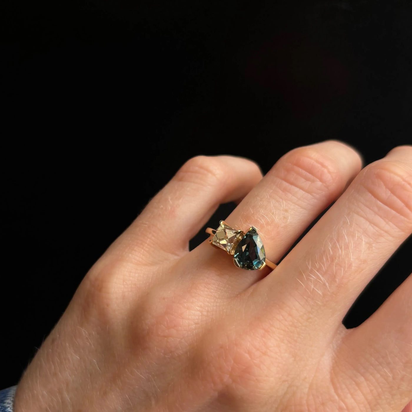 2.56ct Sapphire and Antique Diamond Toi et Moi Ring