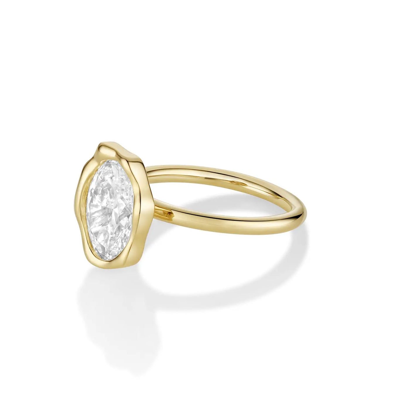 3.06ct Lab-Created Oval Diamond Abstract Bezel Ring