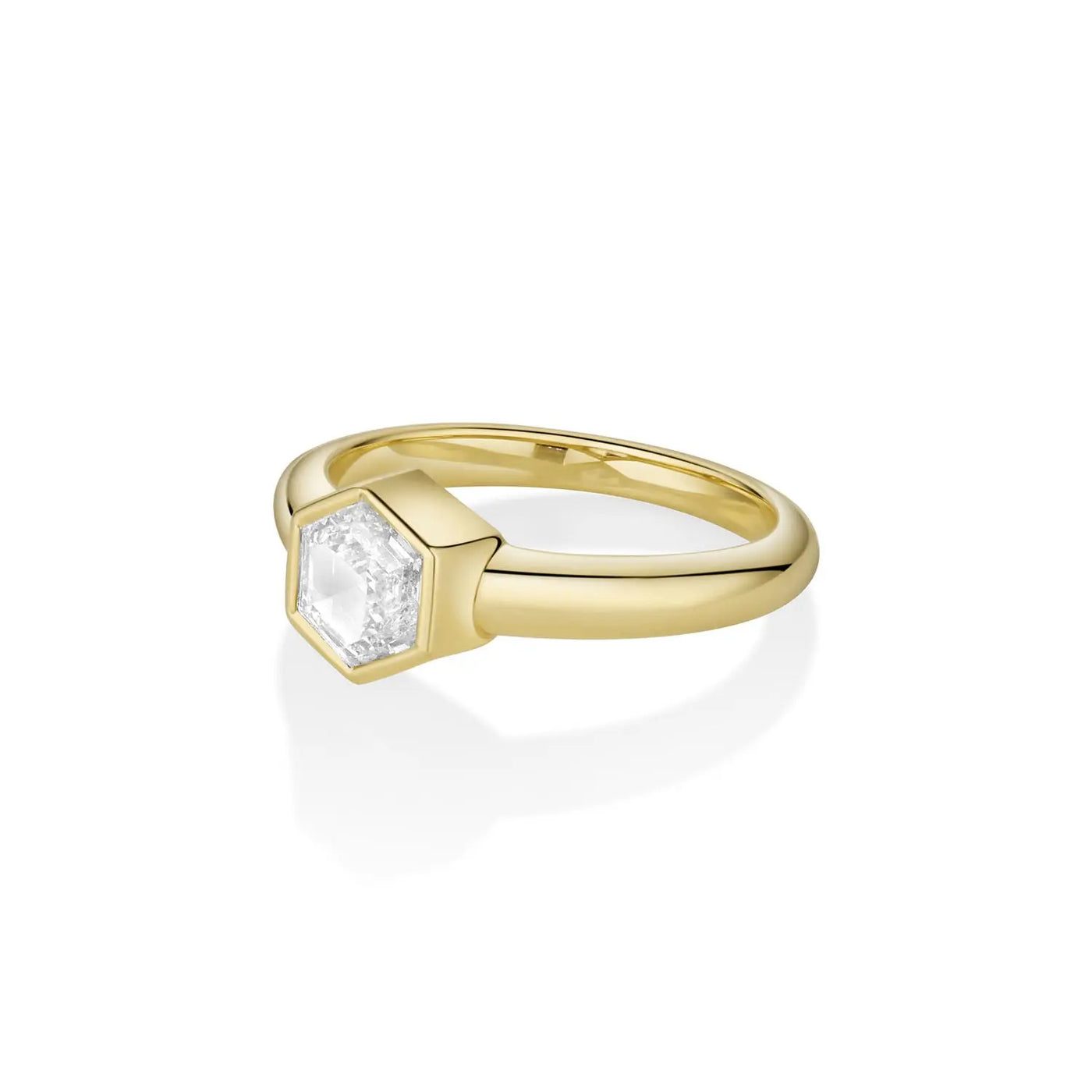 1.00ct Bezel Set White Diamond Hex Ring