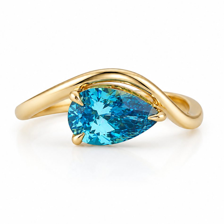 Fancy Color Pear Twist Diamond Ring 71542
