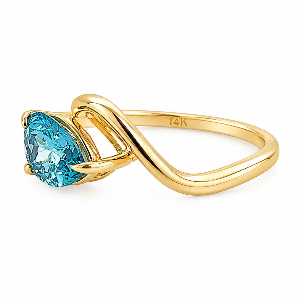 Fancy Color Pear Twist Diamond Ring 71542