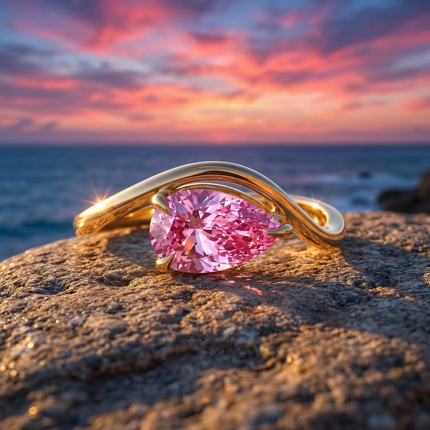 Fancy Color Pear Twist Diamond Ring 71542