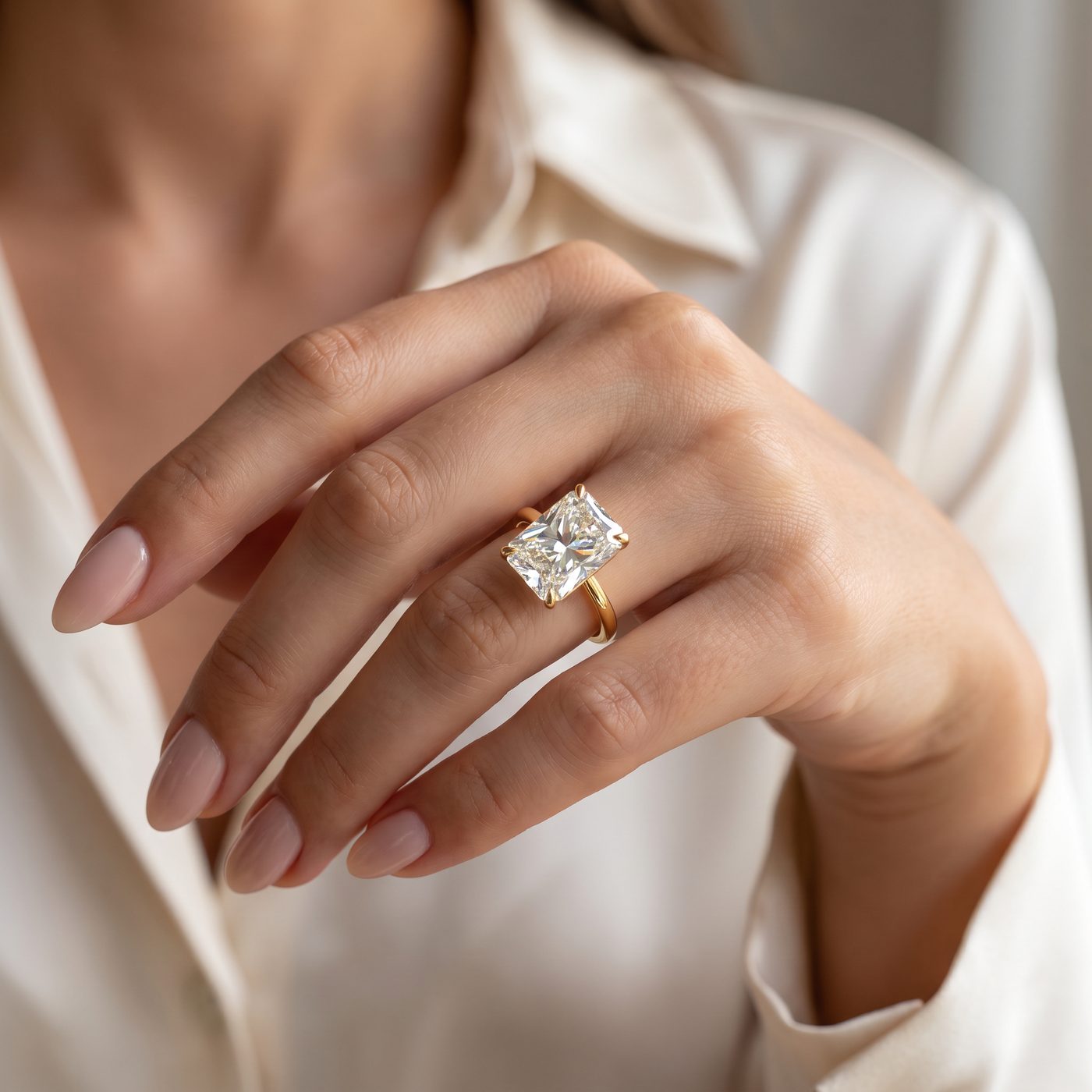Beverly Radiant Hidden Halo Engagement Ring 71639