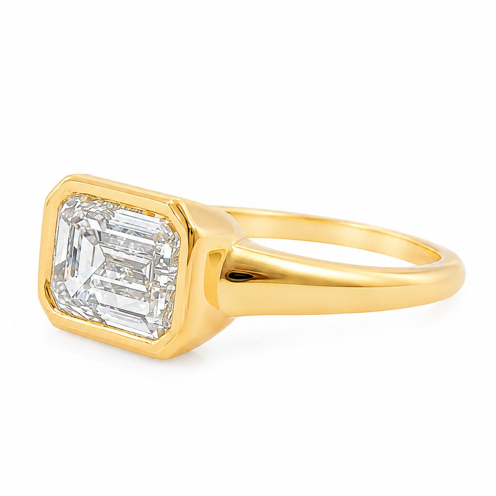 East West Bezel Emerald Ring 71523