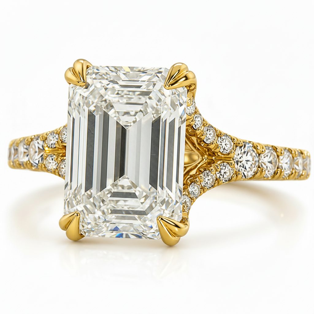 Noble Emerald Diamond Engagement Ring 71621