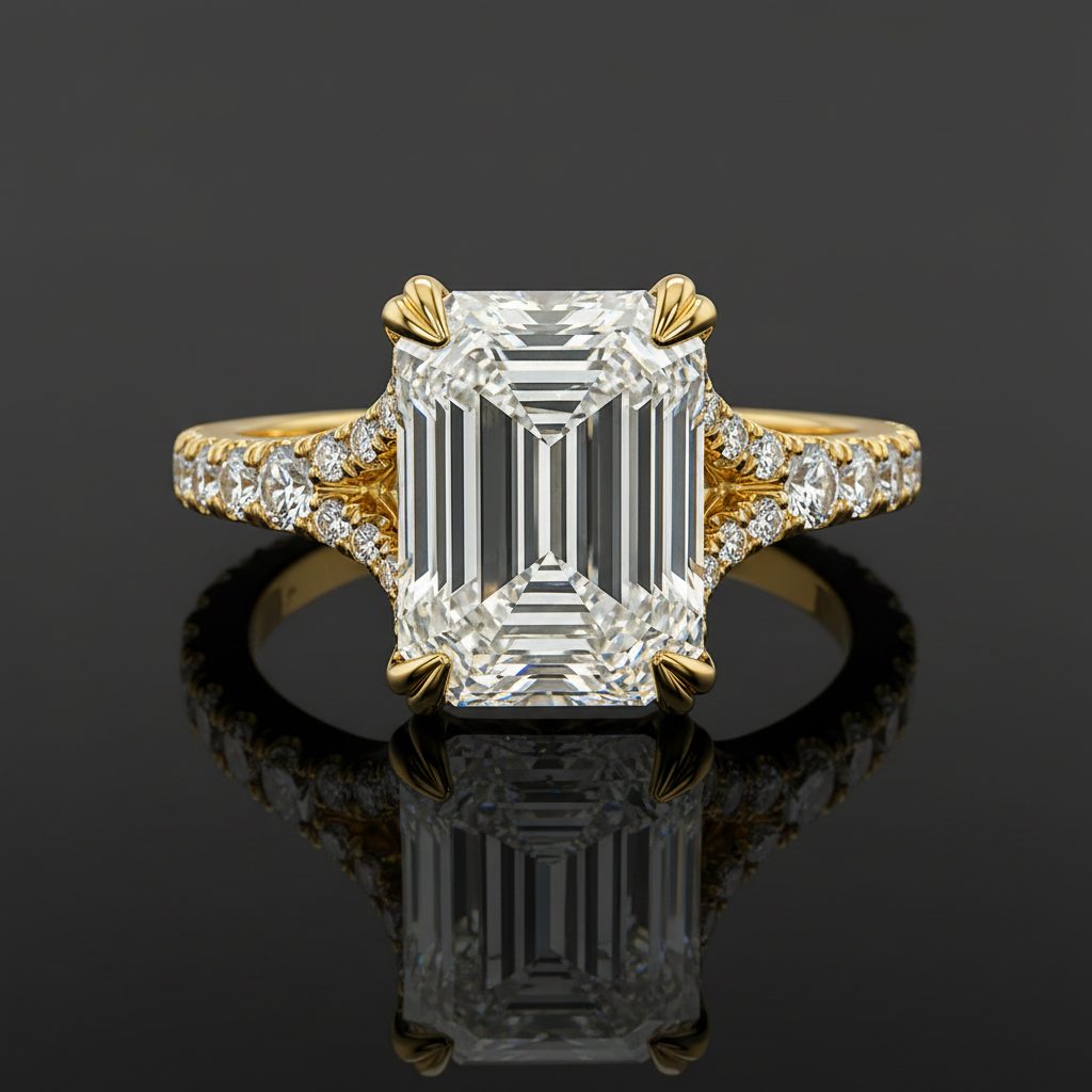 Noble Emerald Diamond Engagement Ring 71621