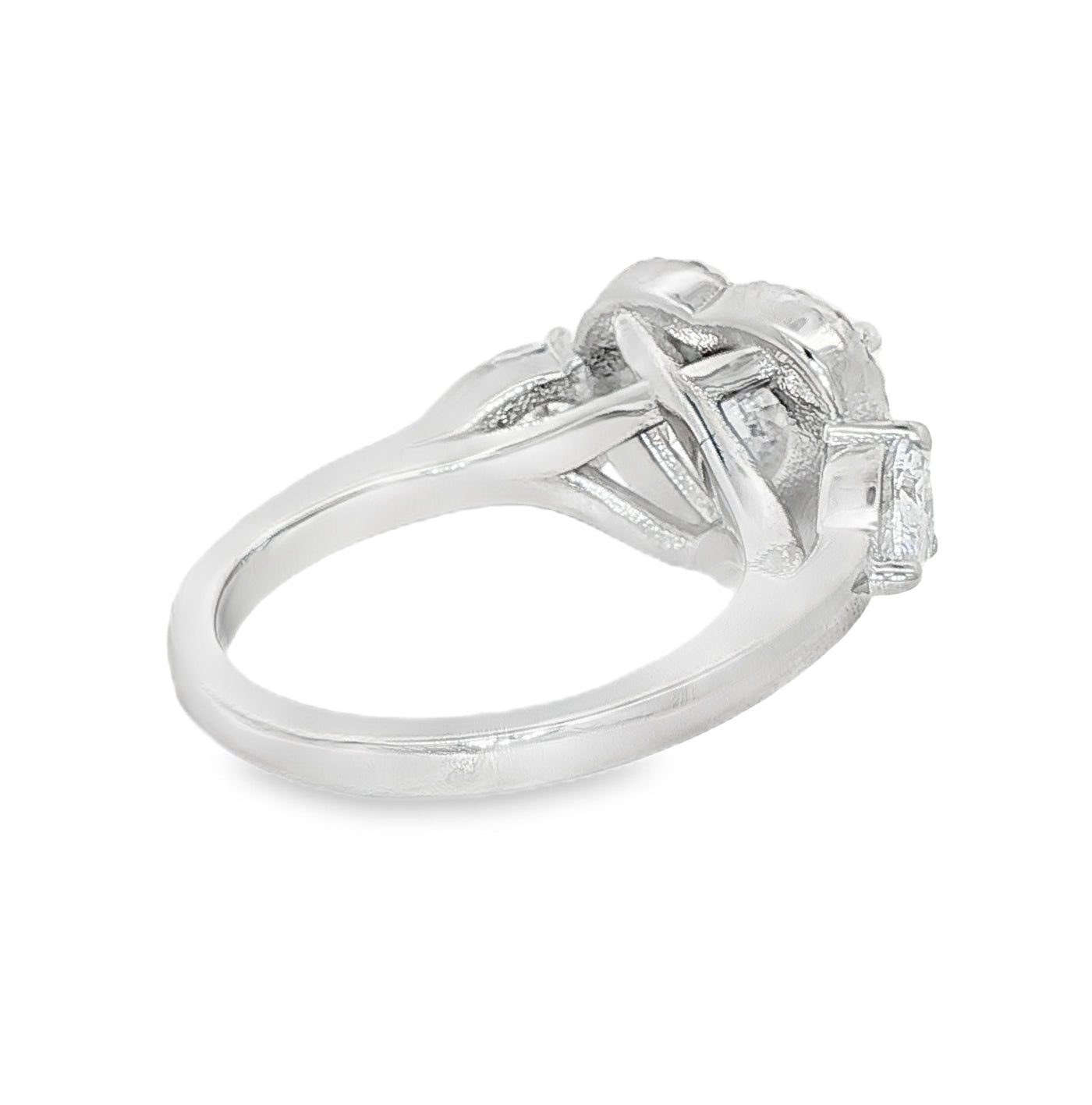 Heart Halo Three Stone Engagement Ring 71150
