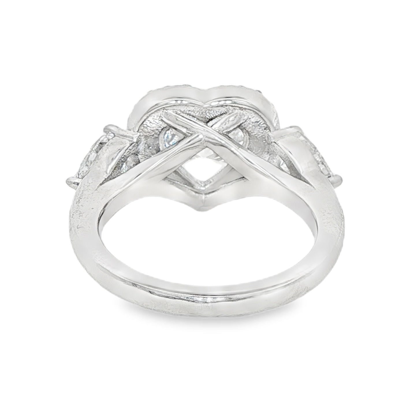 Heart Halo Three Stone Engagement Ring 71150