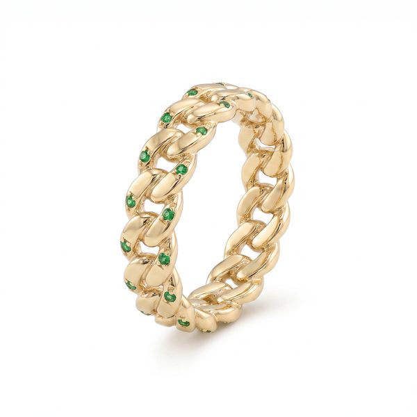 Hidden Cuban link ring V2 w/Tsavorite