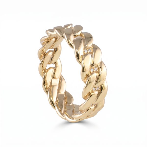 Hidden Diamond Cuban link ring