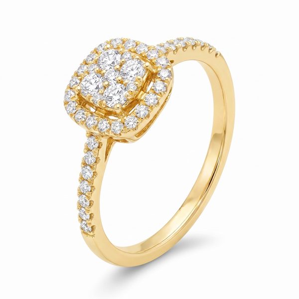 Diamond Cluster Square Halo Engagement Ring 67036