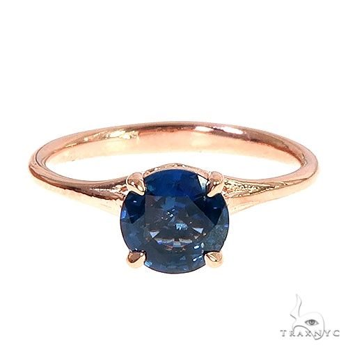 14K Gold Blue Sapphire Solitaire Engagement Ring 66604