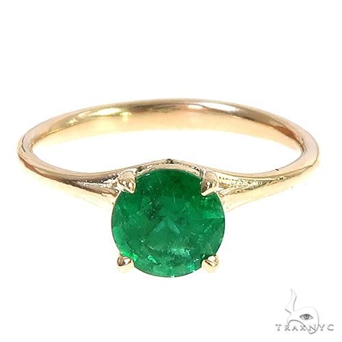 14K Gold Emerald Solitaire Engagement Ring 66603