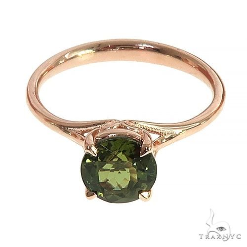 14K Gold Green Tourmaline Solitaire Engagement Ring 66429