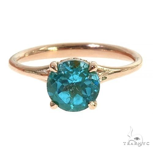 14K Gold Blue Topaz Solitarie Engagement Ring 66433