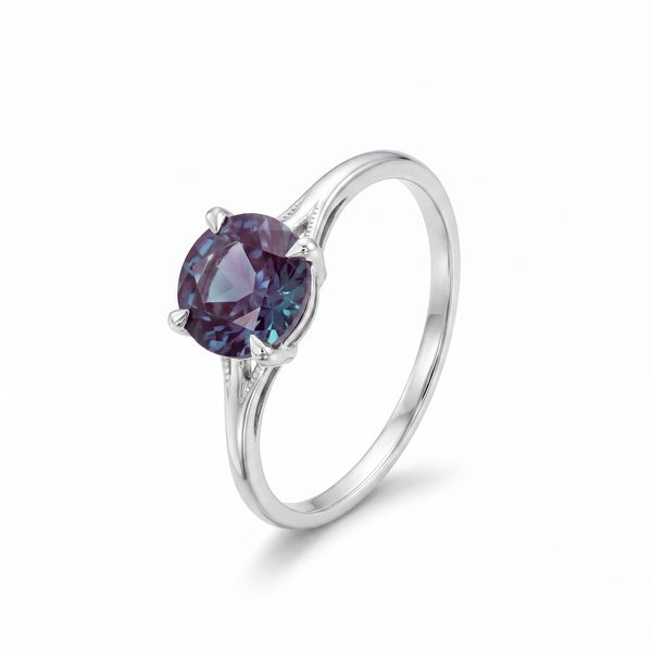 14K Gold Synthetic Alexandrite Solitaire Engagement Ring 66430