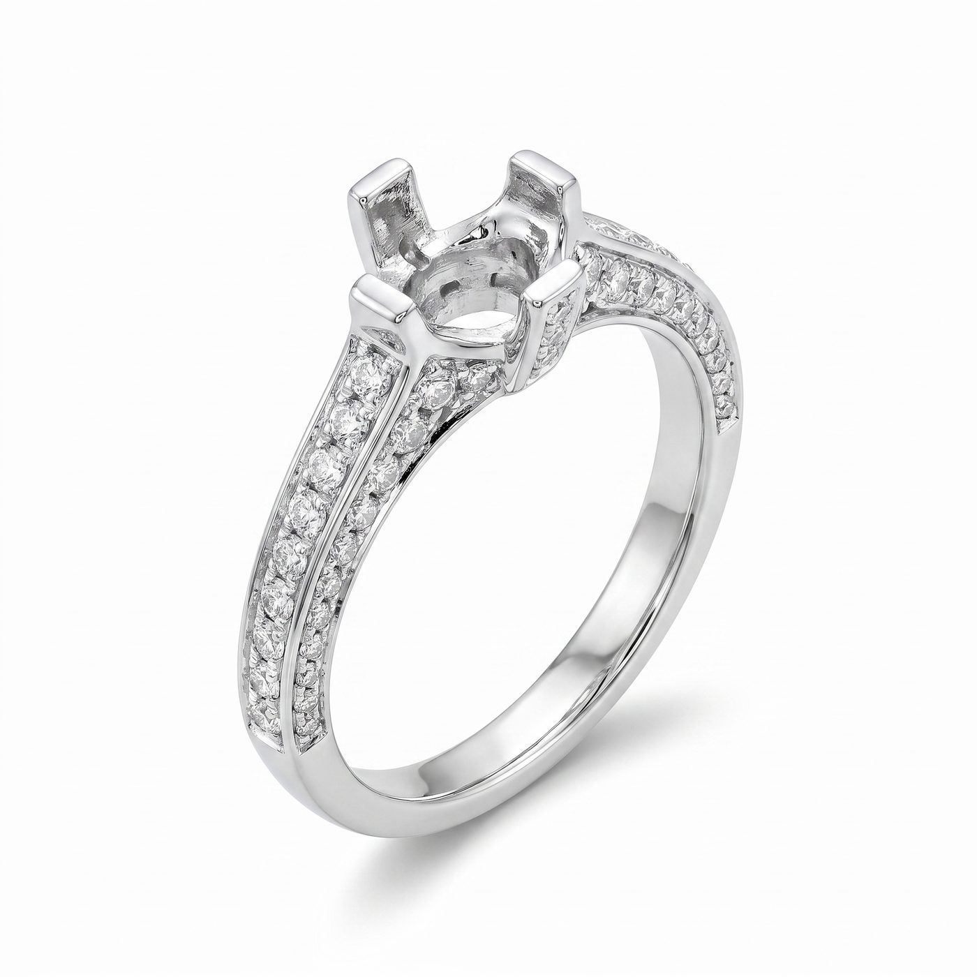 18K White Gold Diamond Semi Mount Engagement Ring 66150