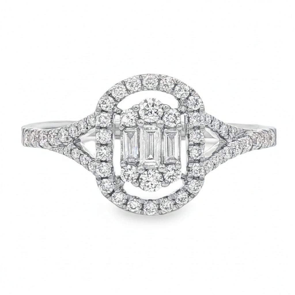 18k Gold Baguette Diamond Ring 67028