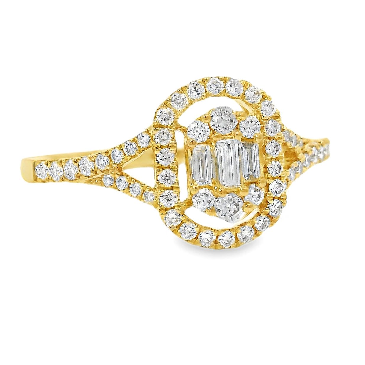 18k Gold Baguette Diamond Ring 67028