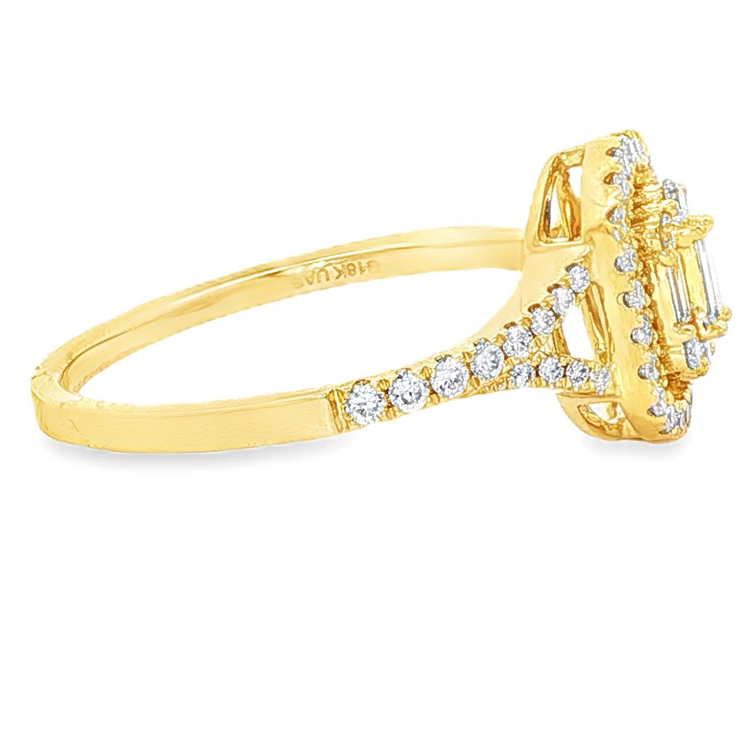 18k Gold Baguette Diamond Ring 67028