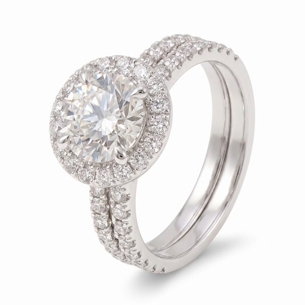 Diamond Engagement Halo Rings Set 64004