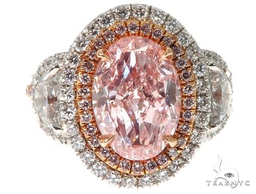 Oval Cut Fancy Pink Diamond Halo Engagement Ring 64567