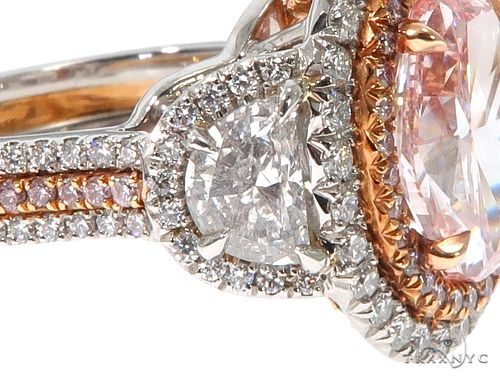 Oval Cut Fancy Pink Diamond Halo Engagement Ring 64567