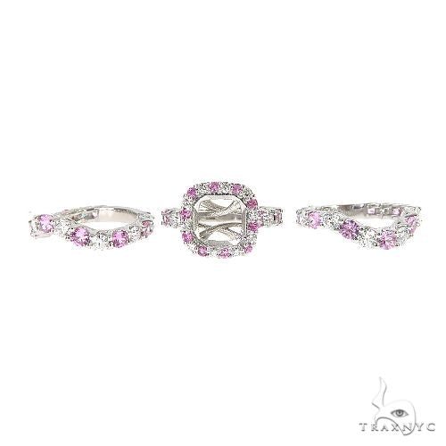 Pink Sapphire Diamond Platinum Engagement Ring Set 67170