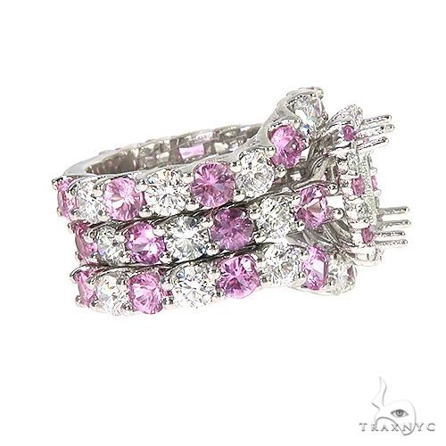 Pink Sapphire Diamond Platinum Engagement Ring Set 67170