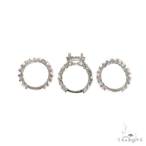 Pink Sapphire Diamond Platinum Engagement Ring Set 67170