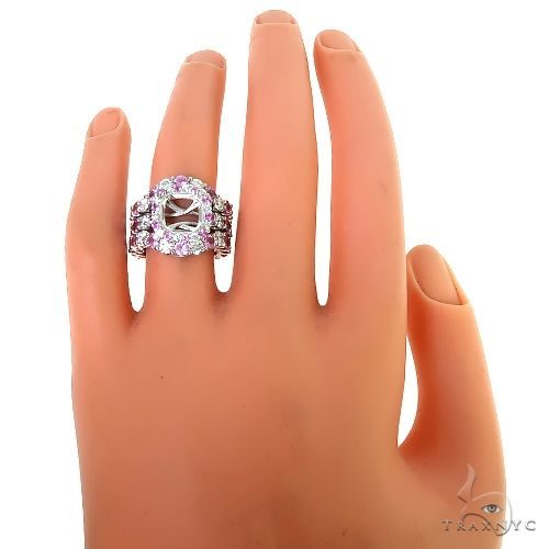 Pink Sapphire Diamond Platinum Engagement Ring Set 67170
