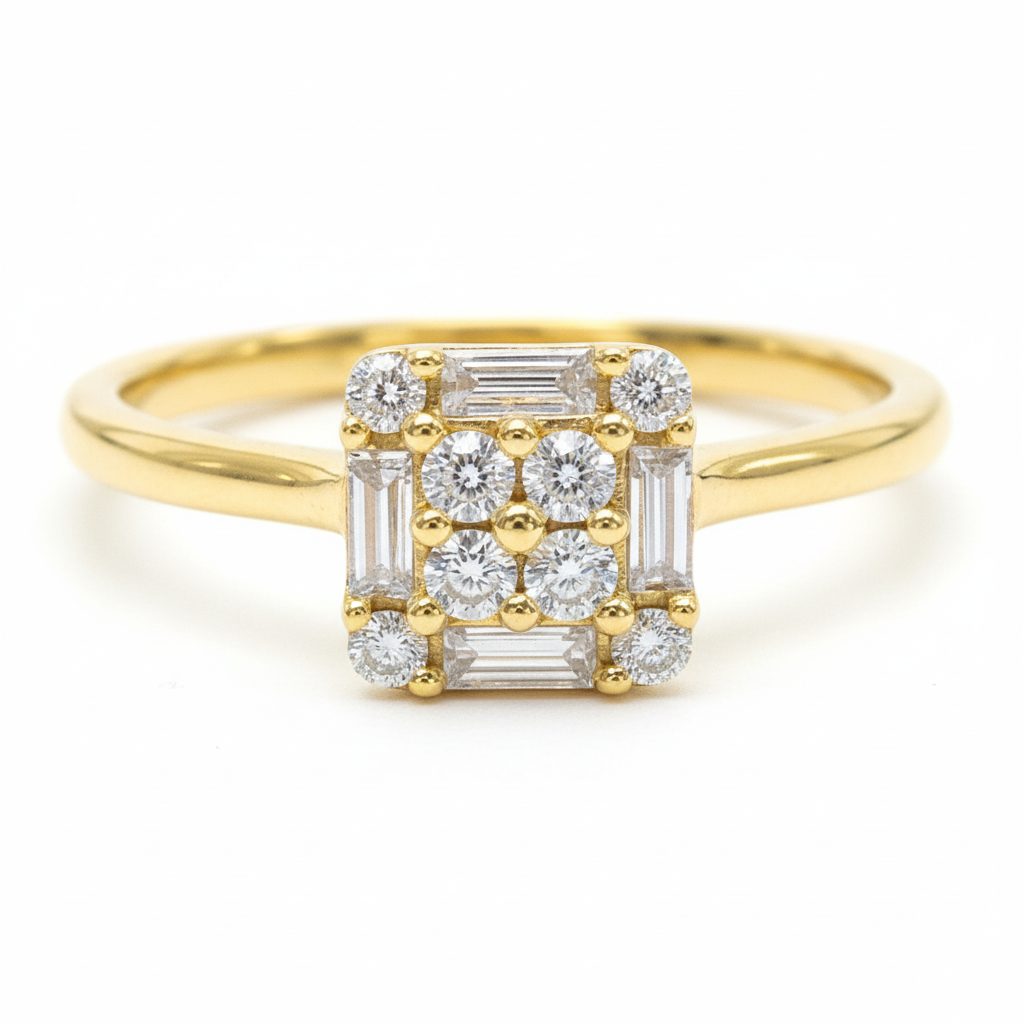 18K Gold Baguette Diamond Engagement Ring 67296