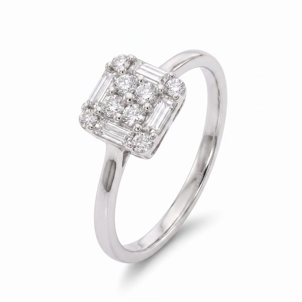 18K Gold Baguette Diamond Engagement Ring 67296