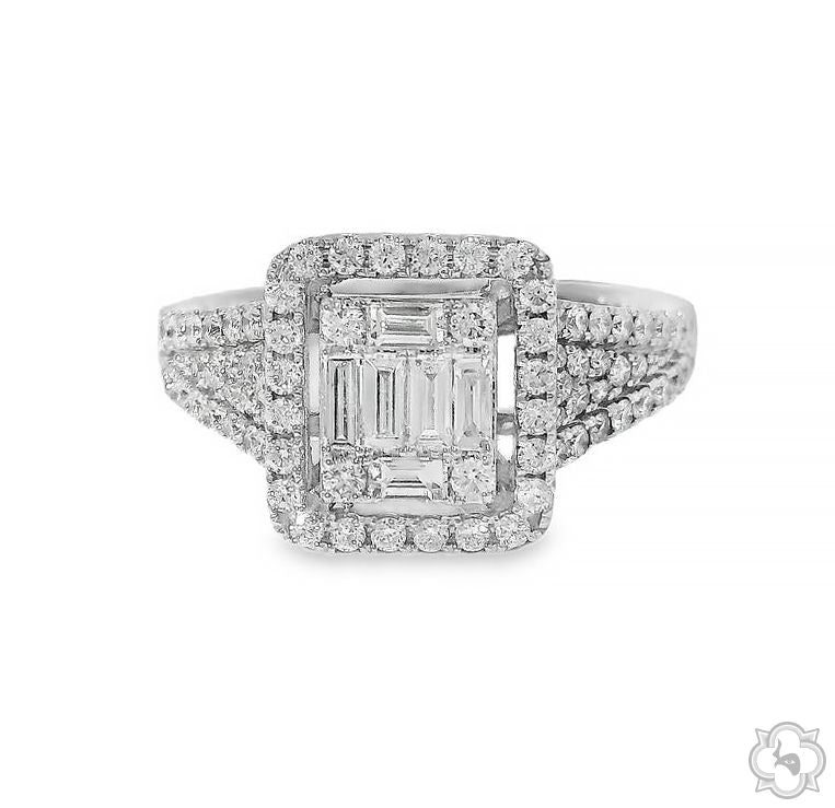 18K Gold Baguette Diamond Engagement Ring 67635