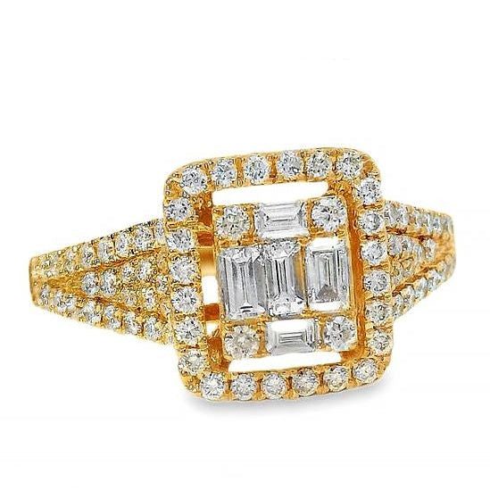 18K Gold Baguette Diamond Engagement Ring 67635