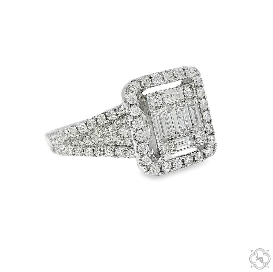 18K Gold Baguette Diamond Engagement Ring 67635