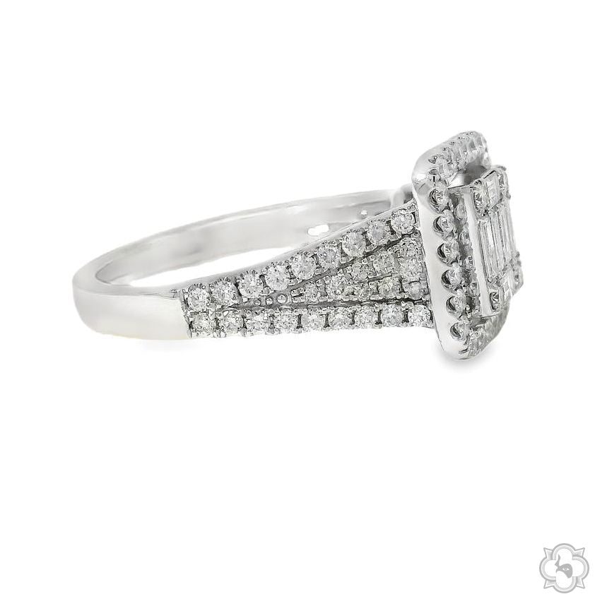 18K Gold Baguette Diamond Engagement Ring 67635