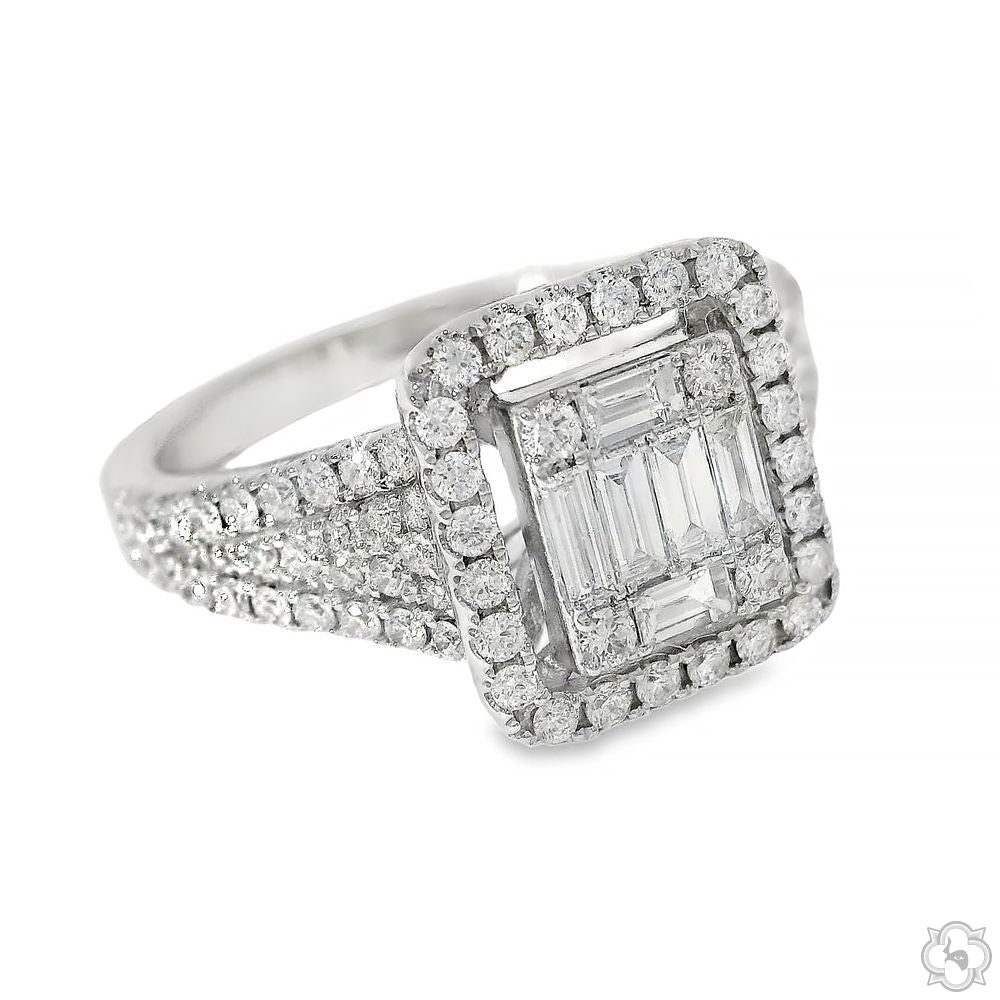 18K Gold Baguette Diamond Engagement Ring 67635