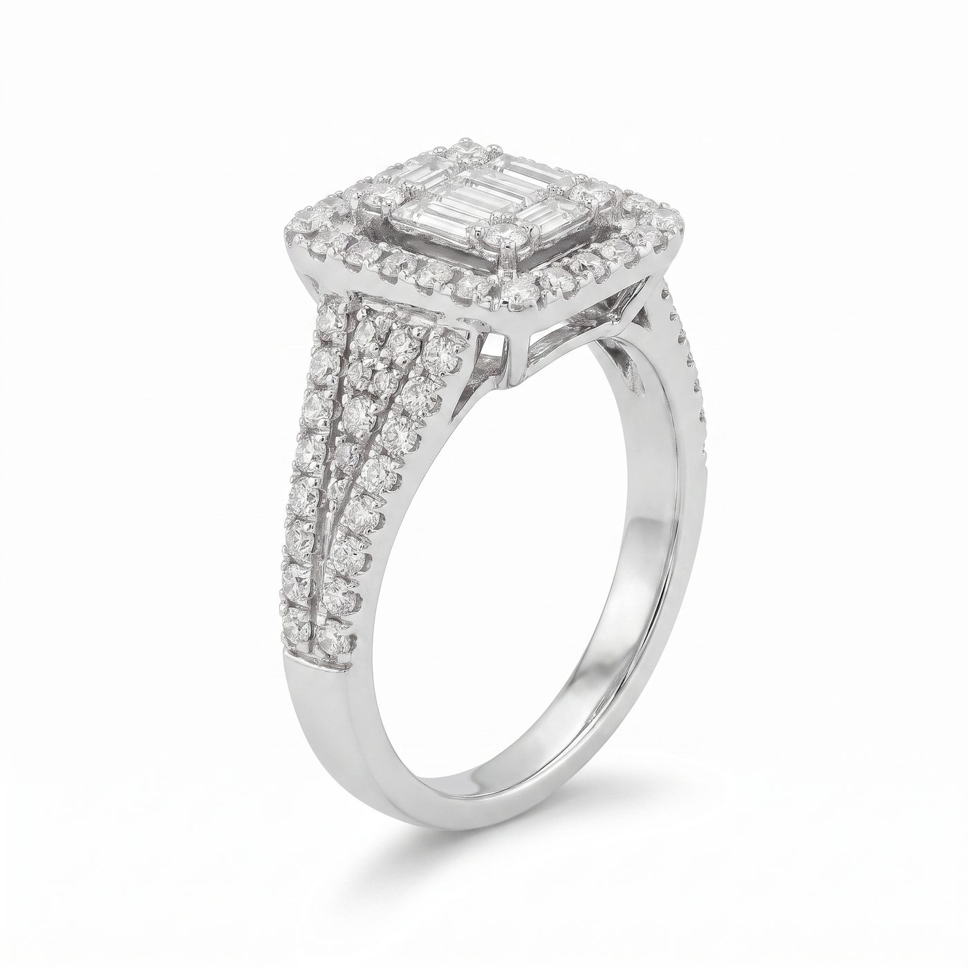 18K Gold Baguette Diamond Engagement Ring 67635