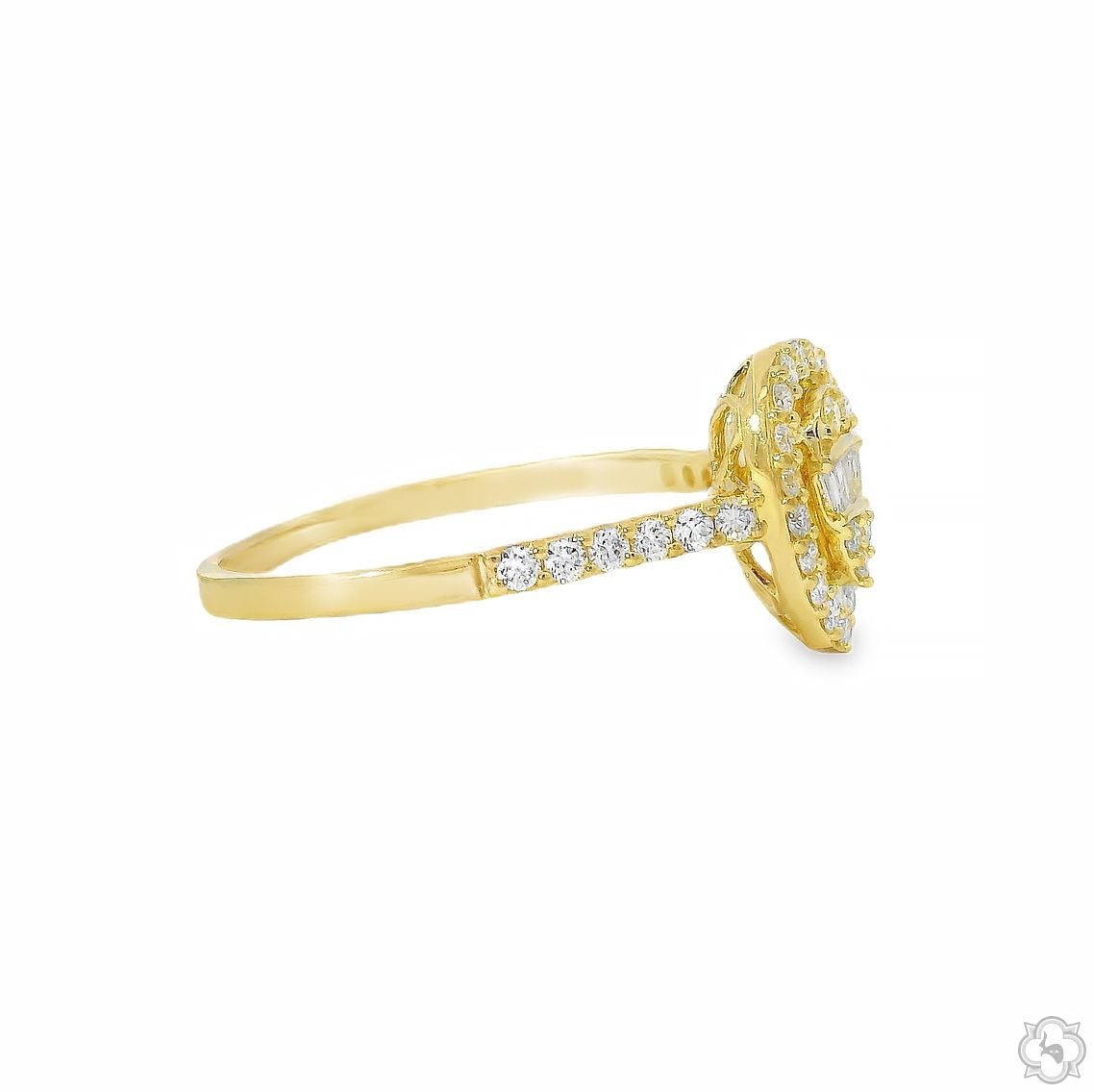 18K Gold Pear Shape Baguette Diamond Engagement Ring 67297