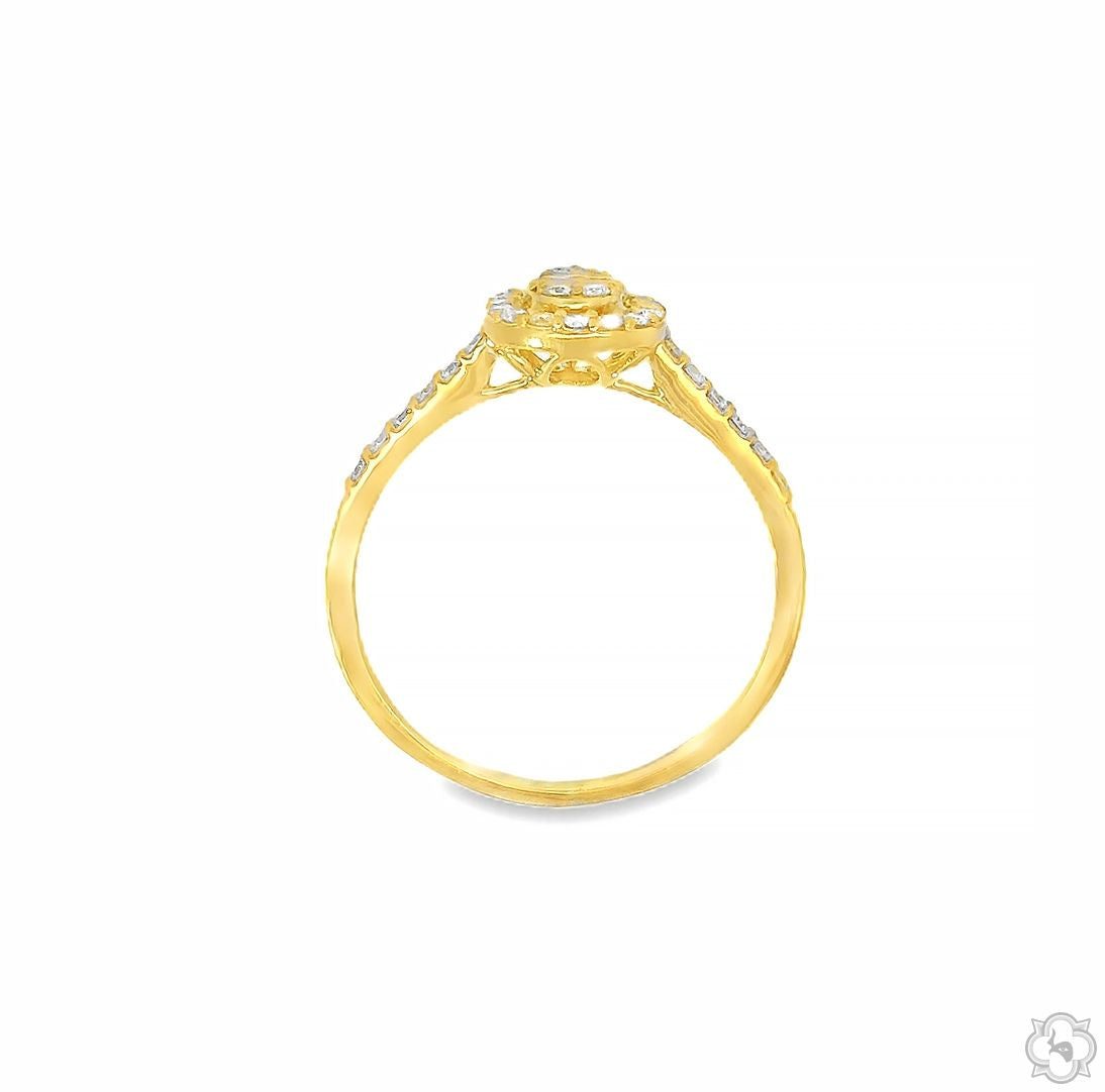 18K Gold Pear Shape Baguette Diamond Engagement Ring 67297
