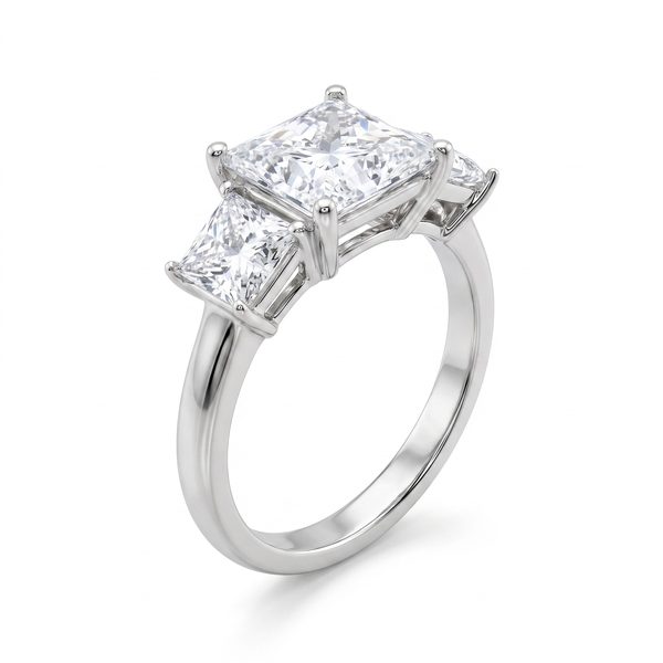 3 Stone Princess Cut Diamond Engagement Ring Lab 69141