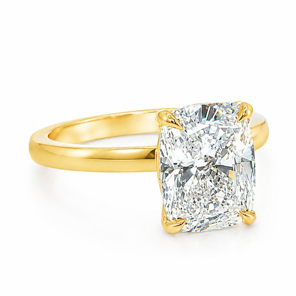 Elongated Cushion Lab Grown Diamond Solitaire Engagement Ring 68640